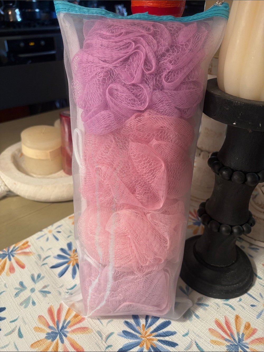Bliss Pink Exfoliating Mesh Bath Sponges Set - Picture 2 of 2